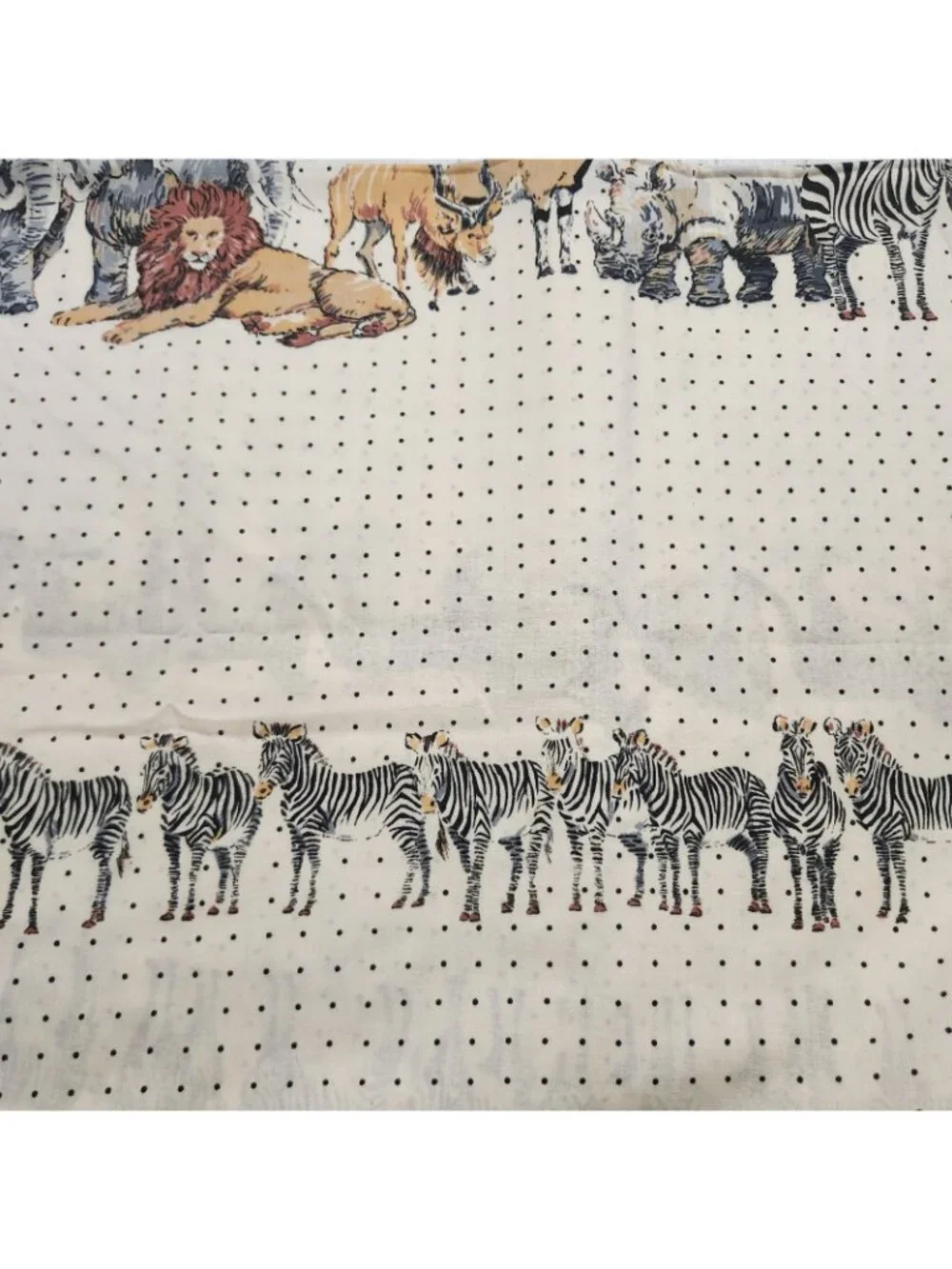 Vintage Lady Pepperell Animal WalkSafari Animals and Polka Dots Twin Flat Sheet